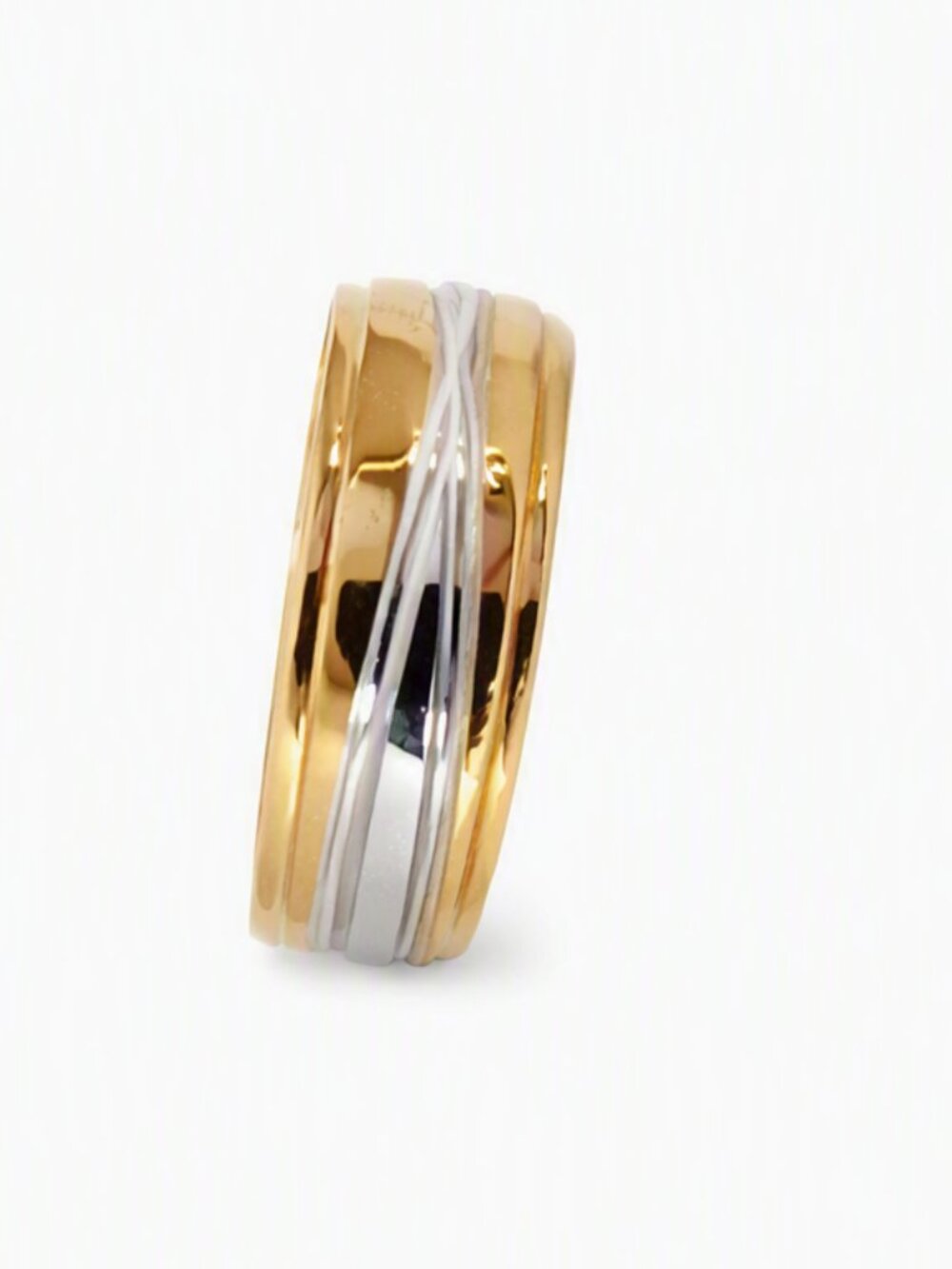Size 9 Two‑Tone Stainless Steel Wedding Band – Gold & Silver Finish